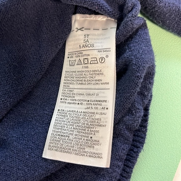 Old Navy Button Down Long Sleeve Navy Cardigan, Toddler Girl 5T, kid cardigan - Picture 9 of 9